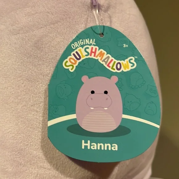 BNWT HANNA 🦛 Purple Hippo Original Squishmallows by Kelly Toy ☆》NWT《☆ 12 inch - Picture 2 of 6